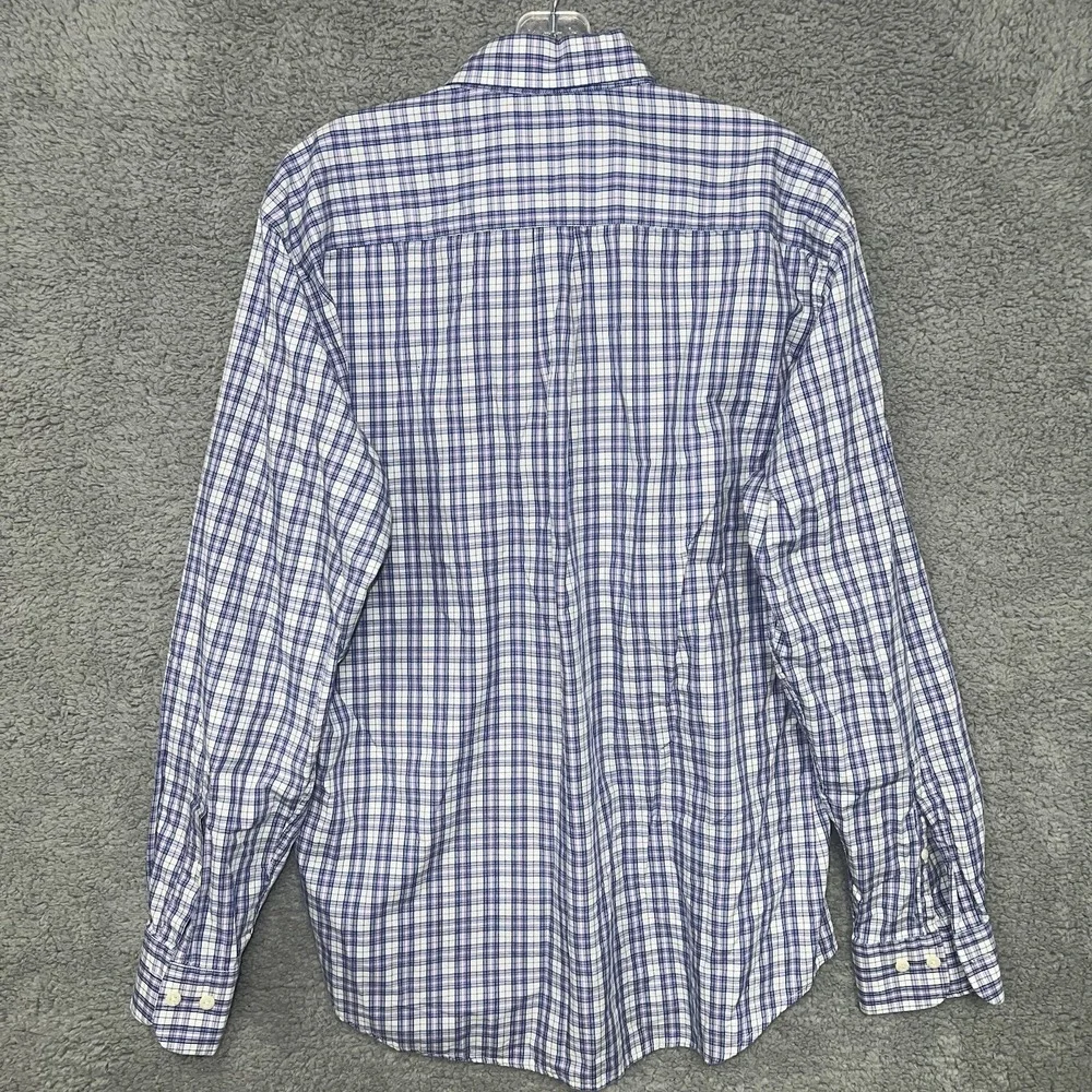 Peter Millar Shirt Men's Size‎ L Purple/Blue Plaid Button Up Long Sleeve Pocket